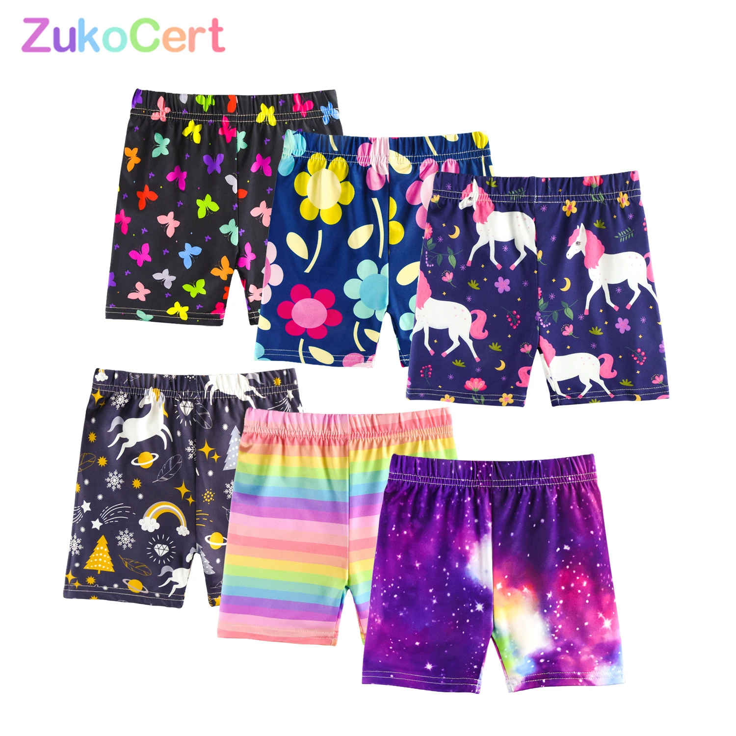 Pantalones cortos de algod&oacute;n para ni&ntilde;os y ni&ntilde;as, ropa interior de seguridad, con estampado, para playa de 4 a 10 a&ntilde;os, novedad de verano-0
