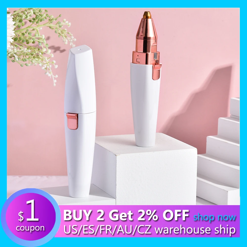 

2 in 1 Electric Eyebrow Trimmer Pen USB Rechargeable Painless Hair Removal Epilator For Women Eye Brow Shaver Razor Tool