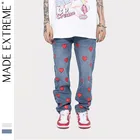 Мужские и женские джинсы с вышивкой в виде сердца MadeExtreme, джинсы в стиле хип-хоп, корейская модная одежда, мешковатые джинсы, уличная одежда, брюки-карго для мужчин, Z82