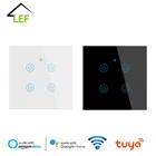 2022 Новый умный сенсорный выключатель Tuya с Wi-Fi, настенный выключатель европейского стандарта, универсальный переключатель с нейтральной линией и проводом для живого огня (универсальный) на 1234 клавиши