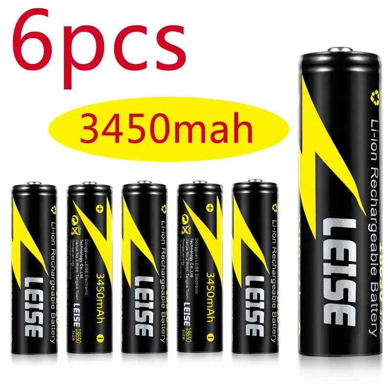 6pcs Leise, новинка,, 18650, 3450 мА/ч, литиевая, 3,7 в, 18650, перезаряжаемая батарея, литий-ионная, внешний аккумулятор, батарея для фонарика, фары - Цвет: 6pcs
