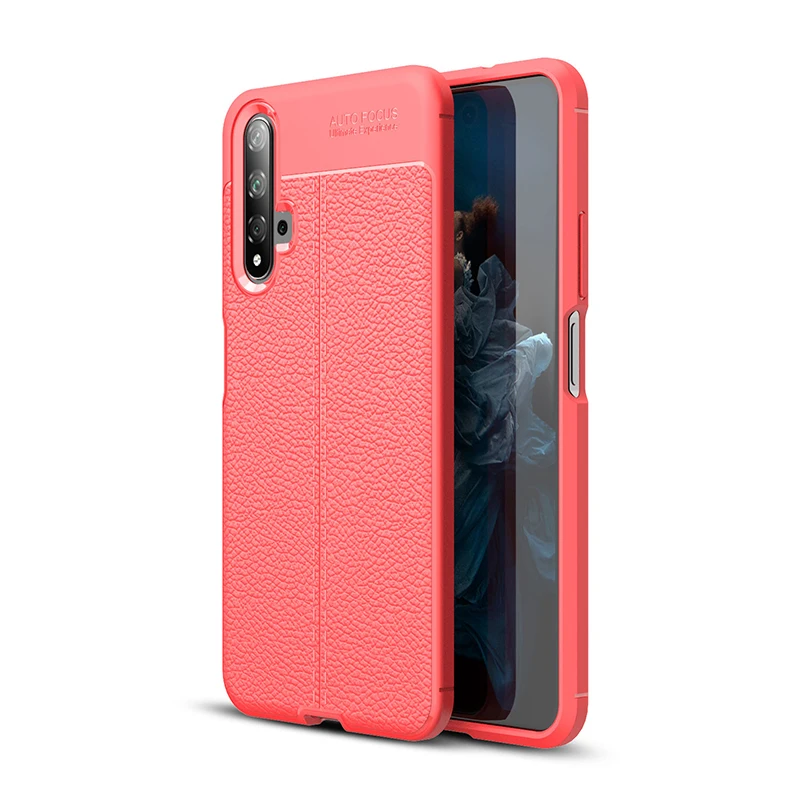 red Роскошный ПУ; кожа; силикон Coque Телефон задняя крышка чехол для huawei honor 20 pro lite 20i 20s v20 honor 20 20pro мягкие силиконовые чехлы - Цвет: red