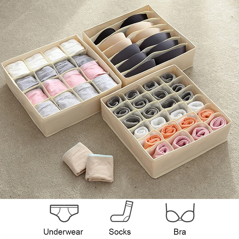 

Washable Underwear Storage Box Foldable Bras Socks Drawer Organizer Multi-Function Home Dormitory Storage Drawer Divider Boxes