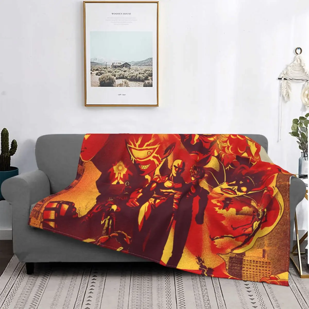 

One Punch Man Saitama Adventure Manga Retro Portable Warm Throw Blankets for Bedding Travel