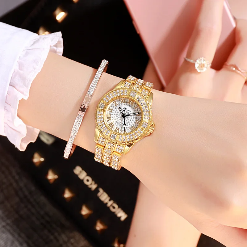 

100pcs / lot all star steel band Watch Roman digital diamond women's watch fashion student watch alloy watch
