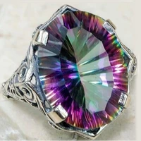 new arrival vintage colorful big zircon stone s925 silver color rings for women wedding engagement ring fashion jewelry