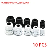 waterproof cable gland 10pcs cable entry ip68 pg7 for 3 6 5mm pg9 pg11 pg13 5 pg16 pg1921 white black nylon plastic connector