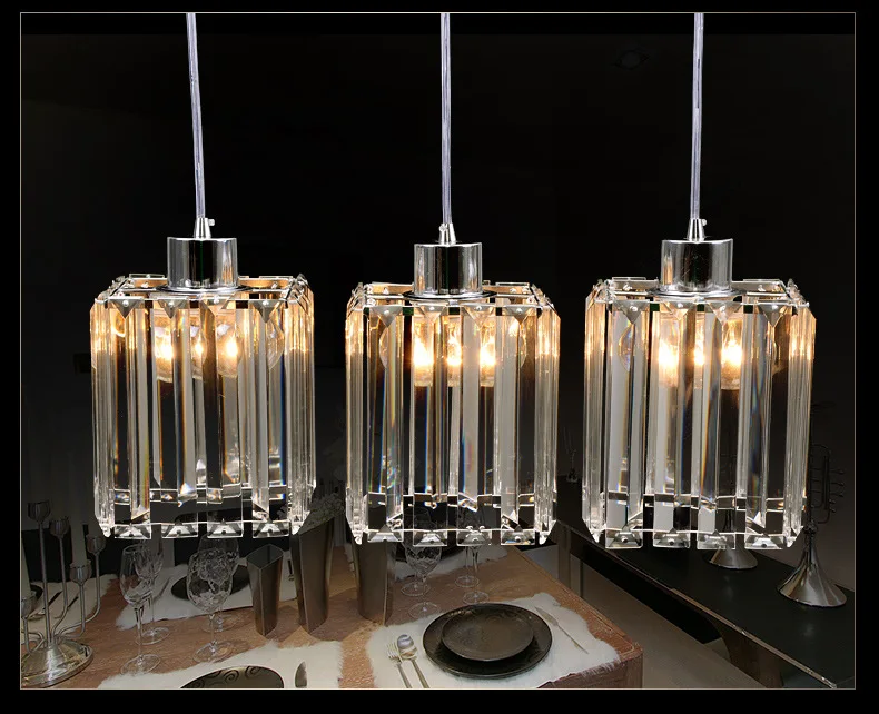 

QUKAU fashion crystal restaurant chandelier bar lamp corridor lighting 3 heads pendant light aisle lamp ceiling lamp