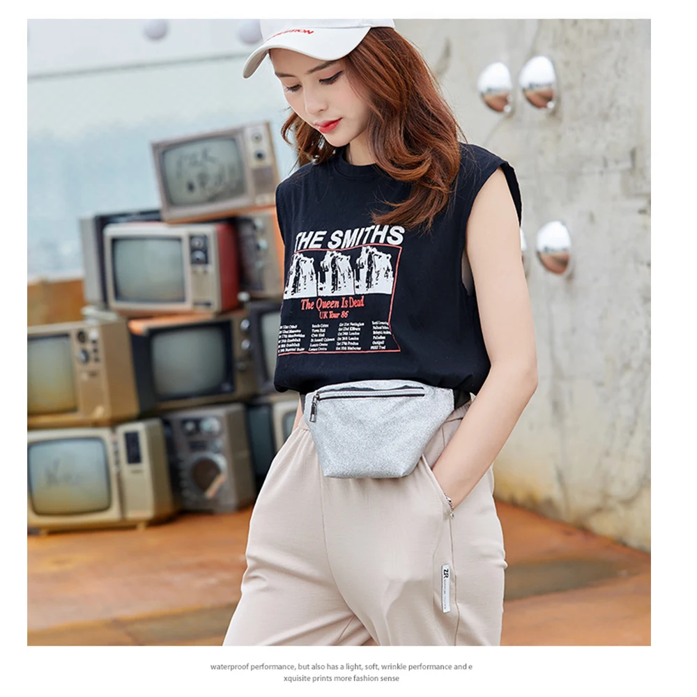 RIAYOOE Bling Sequins Shoulder colorful Messenger Chest Bag Waist Pack Women Fashion Black Fanny Packs Belt Bags Banane Sac | Багаж и