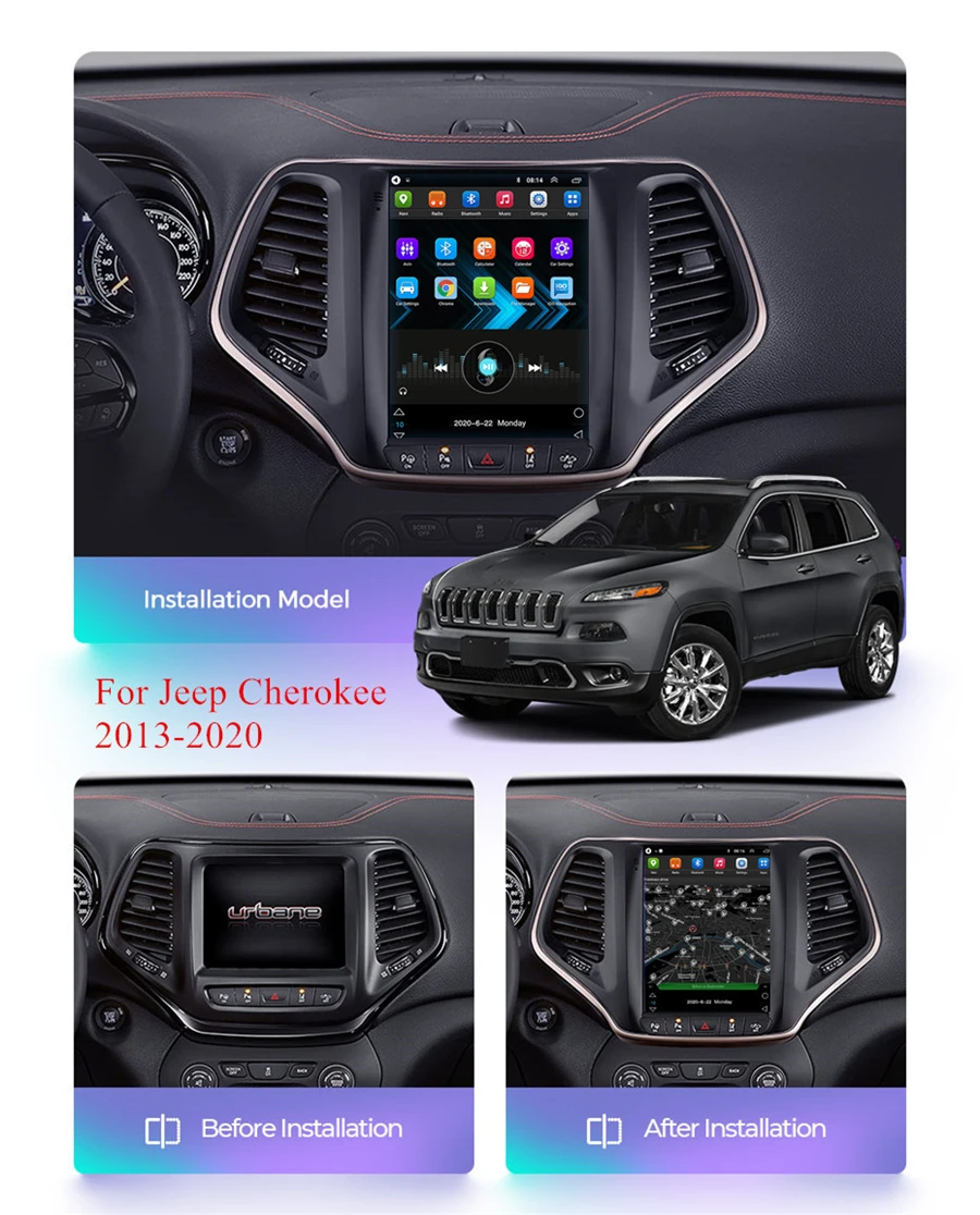9 7-дюймовый Android 10 1 стерео радио с вертикальным экраном GPS Navi 2 + 32 ГБ для Jeep Cherokee