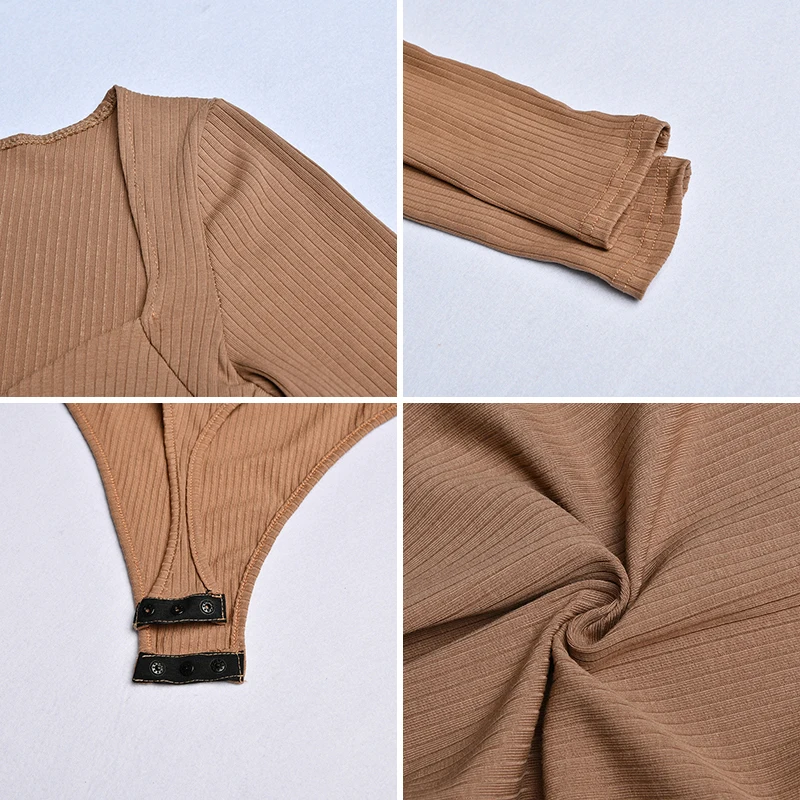 

Gtpdpllt Knitted Sexy Bodysuit Women Tops Long Sleeve combinaison femme Rompers Womens Jumpsuit Skinny body Overalls