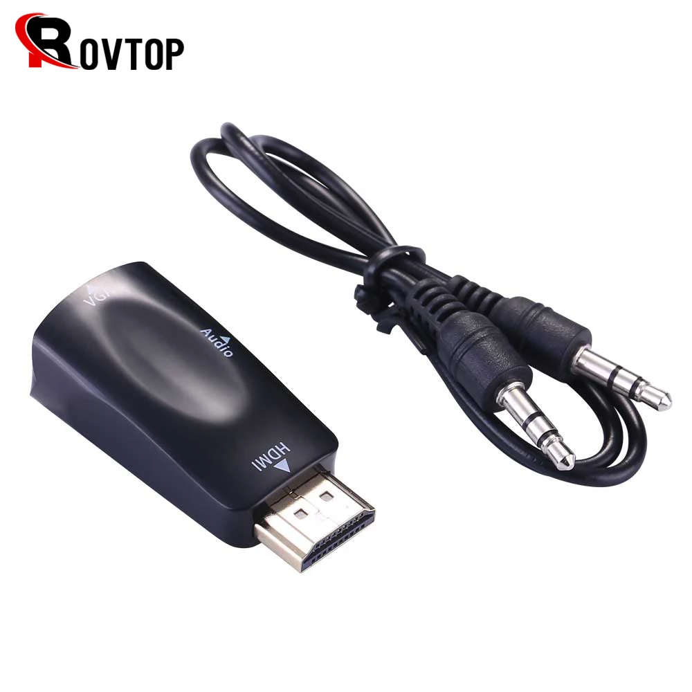 Адаптер HDMI Male VGA 15 Pin Female конвертер аудиокабеля FHD 1080P 720P 480P для ПК ноутбуков ТВ
