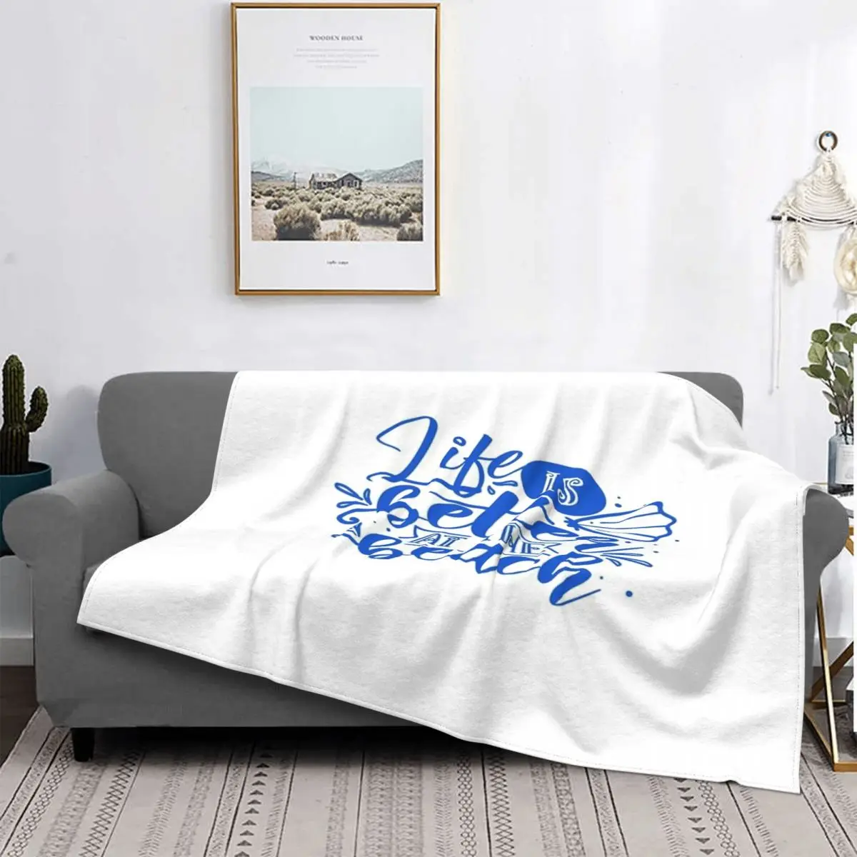 

Manta con frase Life Is Better At The Beach, cubrecama a cuadros, ropa de cama, Picnic, a cuadros
