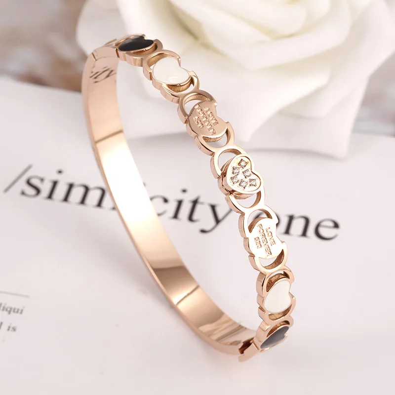 TJP Лидер продаж женский браслет из нержавеющей стали 316 розовое золото кристаллы