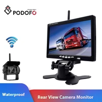 podofo wireless 7 inch hd lcd vehicle rear view monitor backup camera parking system with car charger for truck rv trailer