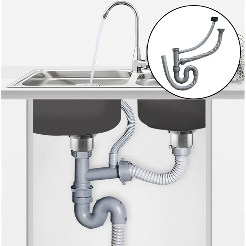 1 шт. двойной умывальник красивый кухонный сливной трубы кухонное оборудование