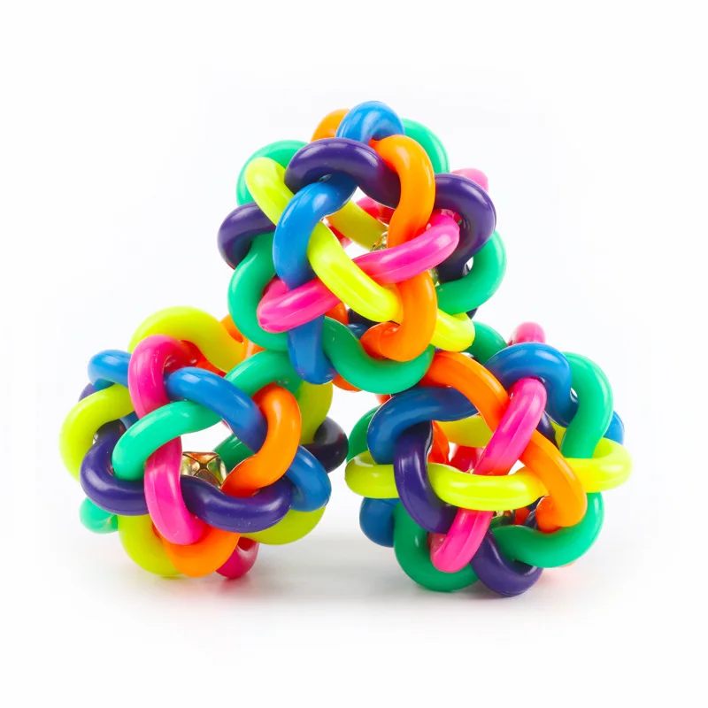 

Pet toy colorful bell woven ball colorful sounding toy ball colorful bell ball 5.5CM