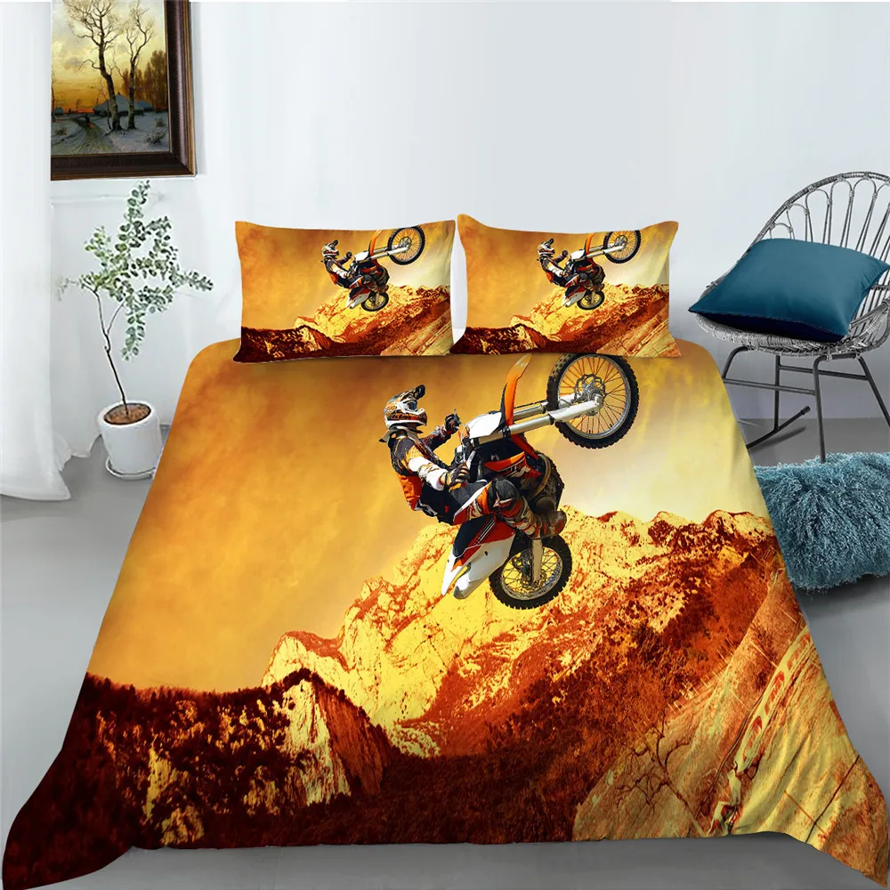 

Роскошный комплект с пододеяльником, одеяло, комплект с постельным бельем, подушка с 3D рисунком мотоцикла, Комплект постельного белья из 2/3 ...