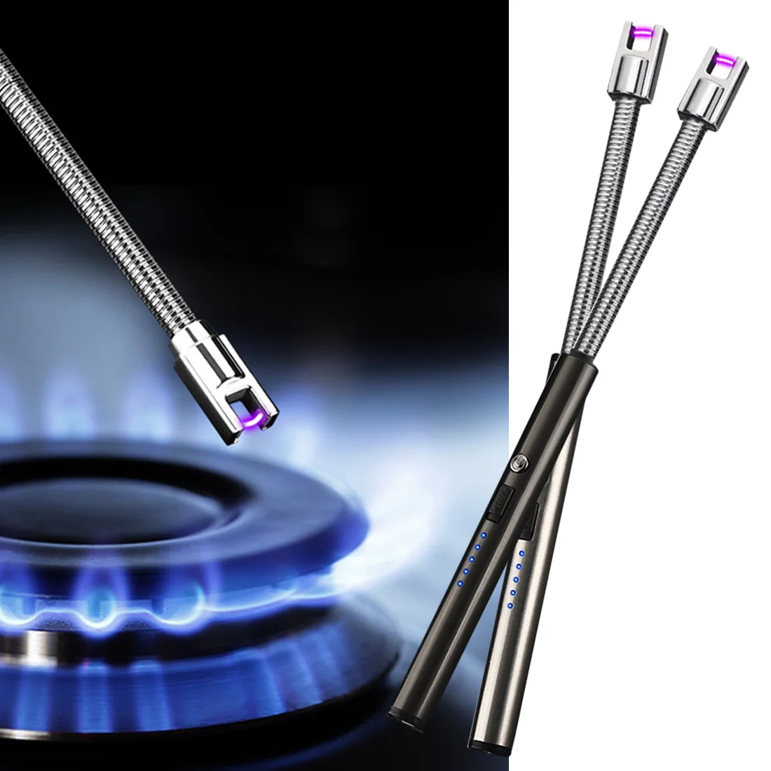 

Kitchen Lighters Windproof Gas Stove USB Rechargeable Candle Lighter Electric Plasma Arc BBQ Flameless Lighters Outdoors Torch