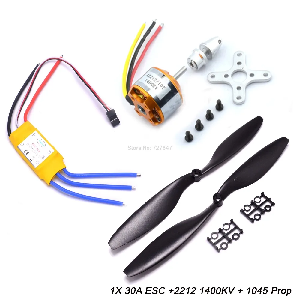 A2212 2212 1000KV/1400KV A2208 1100KV бесщеточный двигатель 30A ESC 1045 пропеллер Quad-Rotor для RC самолета мультикоптера - Цвет: 30A 1400KV Propeller