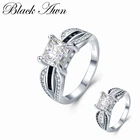 BLACK AWN трендовые 4,6 г ювелирные изделия из стерлингового серебра 925 пробы с черной шпинелью квадратные Свадебные Кольца для женщин Bijoux C489