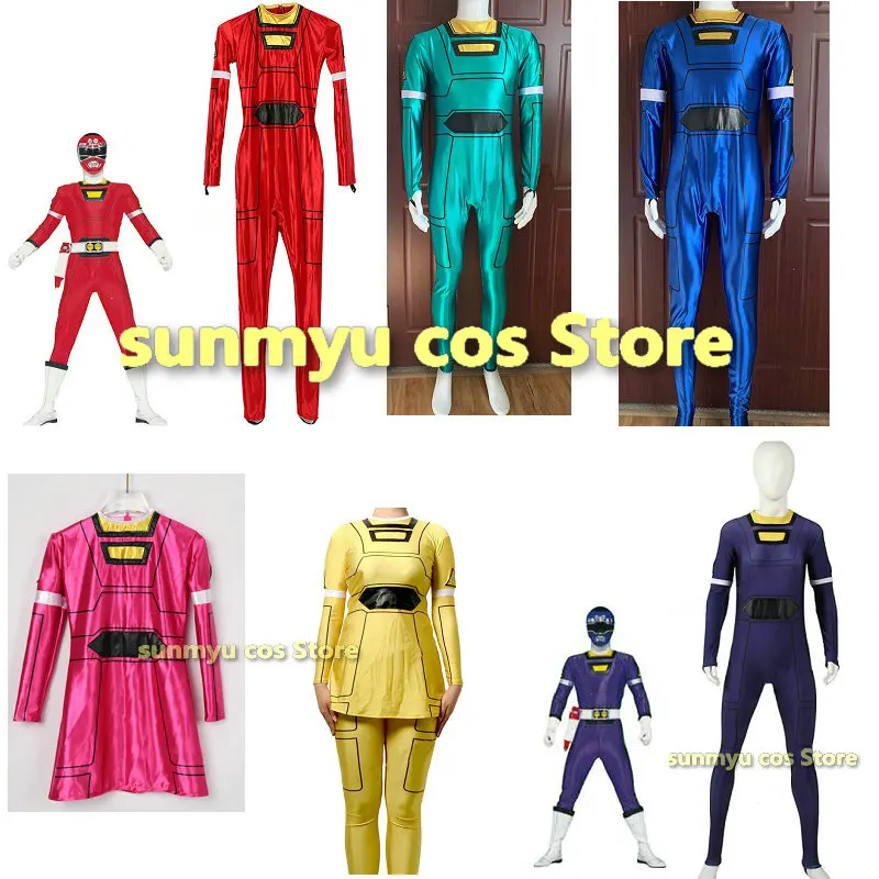 

Gekisou Sentai Carranger Racer Red Blue Green Pink Yellow Racer Bodysuits Cosplay Costume Custom Size Color Customize Halloween