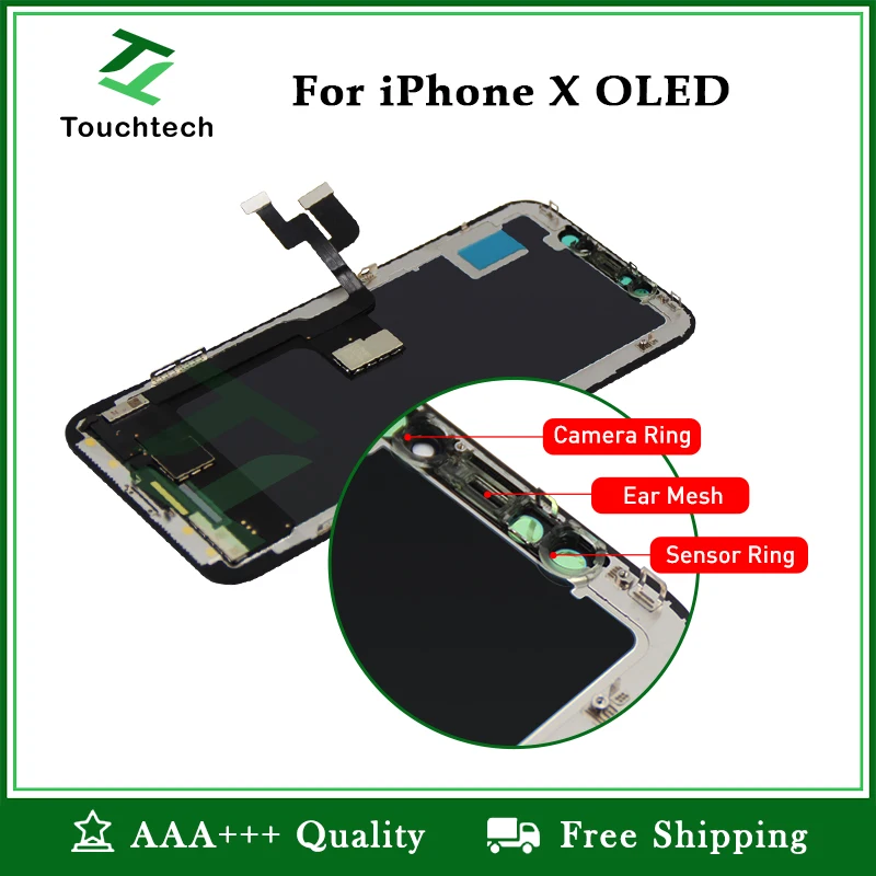 Great AAAA Display No Dead Pixel LCD Screen for iPhone X OLED with Touch Digitizer Assembly Replacement Free Ship+Gifts | Мобильные