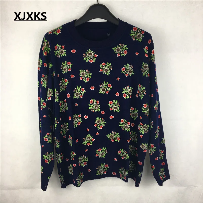 Style 6 XJXKS, женский джемпер, Осень-зима, свитер большого размера с длинным рукавом, женская трикотажная одежда, свободный свитер, Женский пуловер с принтом - Цвет: Style 6