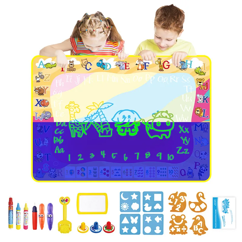 Магический коврик для рисования водой с ручками и штампами 100*70/80 | Игрушки хобби