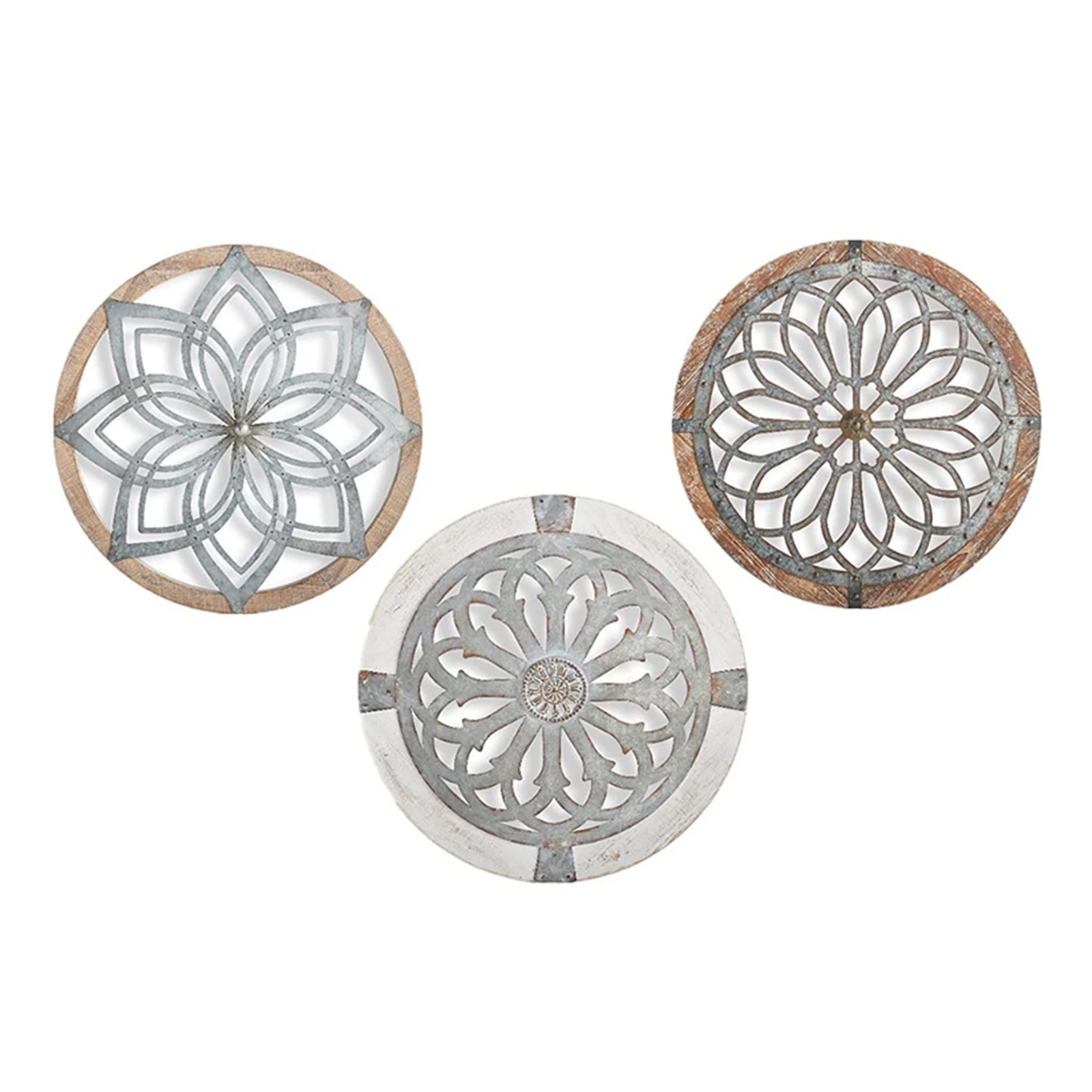 

Medallions Wall Decor Metal Rustic Garden Sculpture Yard Art Indoor Outdoor