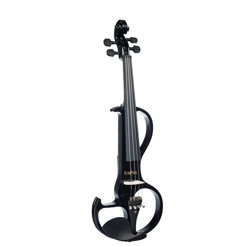 

Naomi Violin Full Size 4/4 Solid Wood Electric Violin Basswood Body Ebony Fingerboard Pegs with Ebony Fisheye Accessories Black