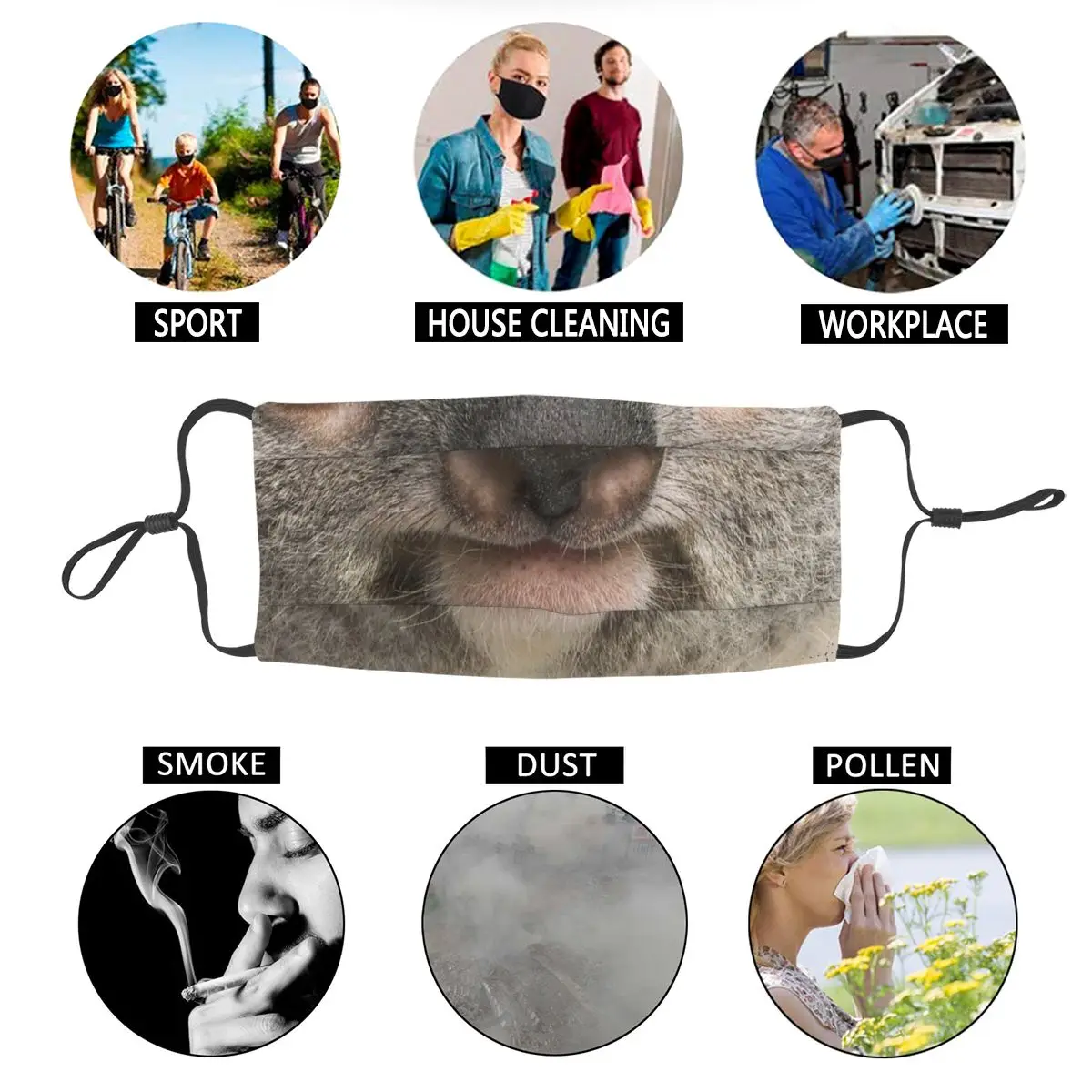 

Animal Koala Portrait Face Fuzzy Non-Disposable Face Mask Bear Anti Haze Anti Dust Protection Cover Respirator Mouth Muffle