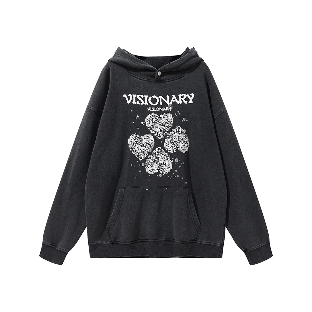 

Harajuku Men Hoodie Oversized Cashew Flowers Love Letter Print Hooded Sweatshirts Streetwear Vintage Hip Hop Cotton Pullover Top