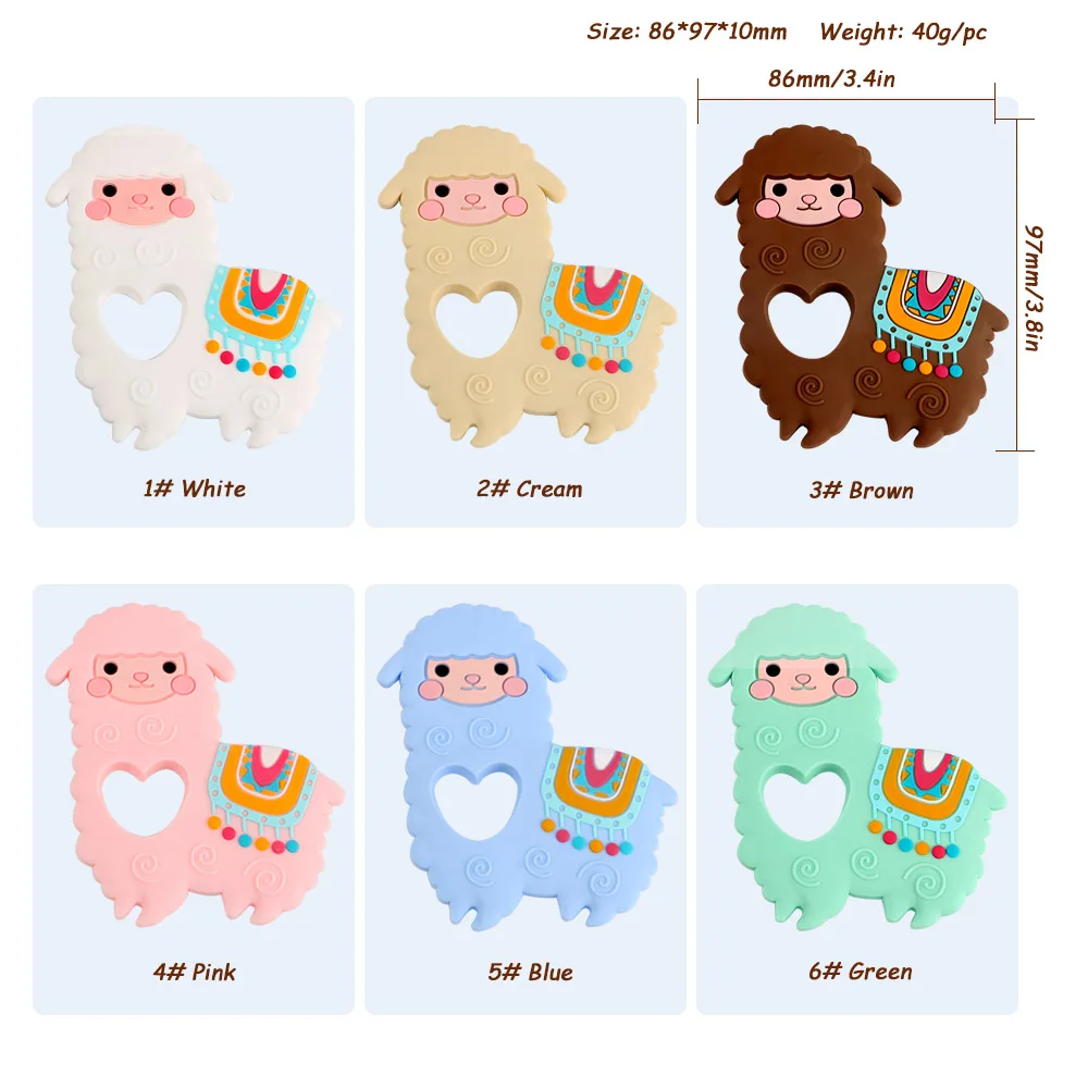

Kovict 5/10PCS Alpaca Teether Silicone Teething Portable Shower Chewing Pendant Food Grade Nursing Sensory Necklace Accessorie