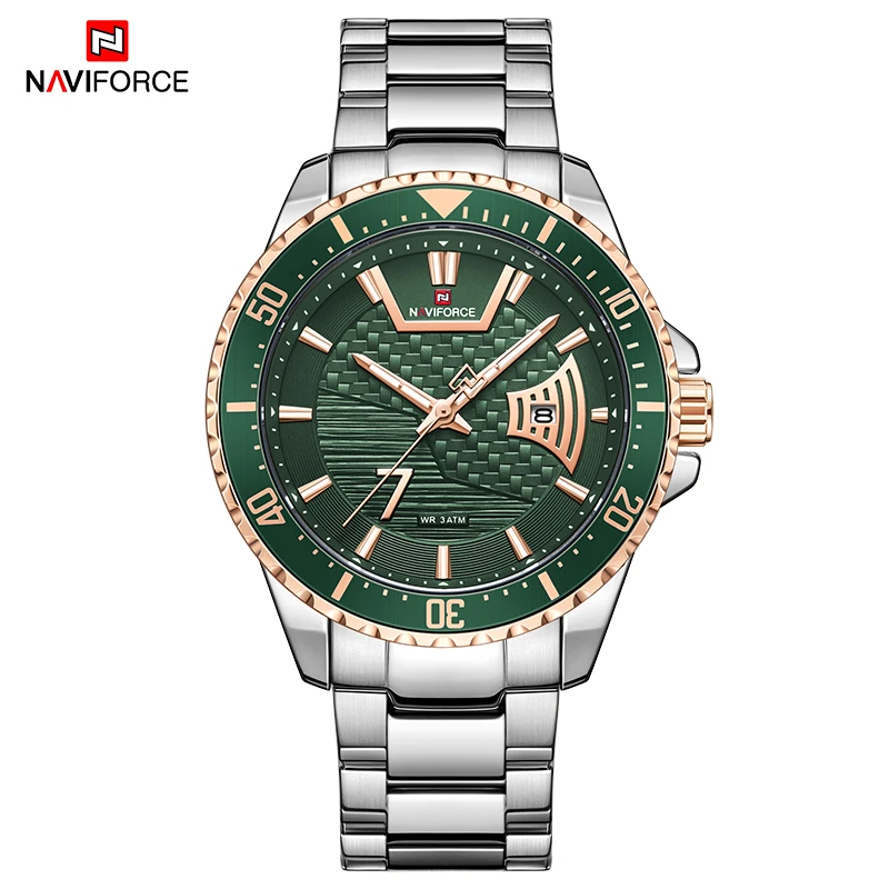 

NAVIFORCE Fashion Stainless Steel Waterproof Wristwatch Sport Male Watch Quartz Date Clock with Luminous Hands Relogio Masculino