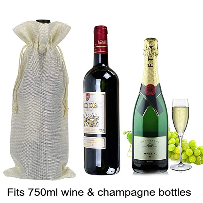 10 шт. джутовые сумки для бутылок цвета шампанского|Чехлы винных бутылок| |