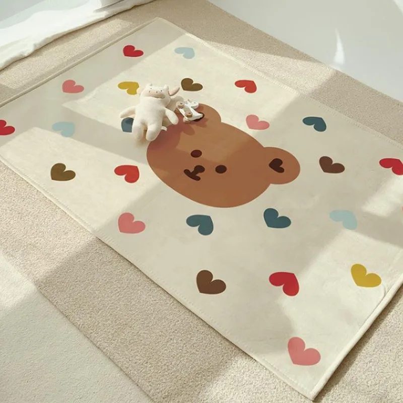 Ins Cartoon Carpet Cute Bear Baby Non-slip Play Mat Photography Background Children's Room Decoration Floor Mats Crawling | Мать и
