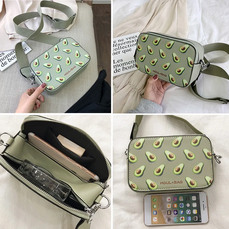 

Litthing Fruit Avocado Handbag Small Box Shape Shoulder Bag Strawberry Crossbody Bag Watermelon Bag Fashion Messenger Bag