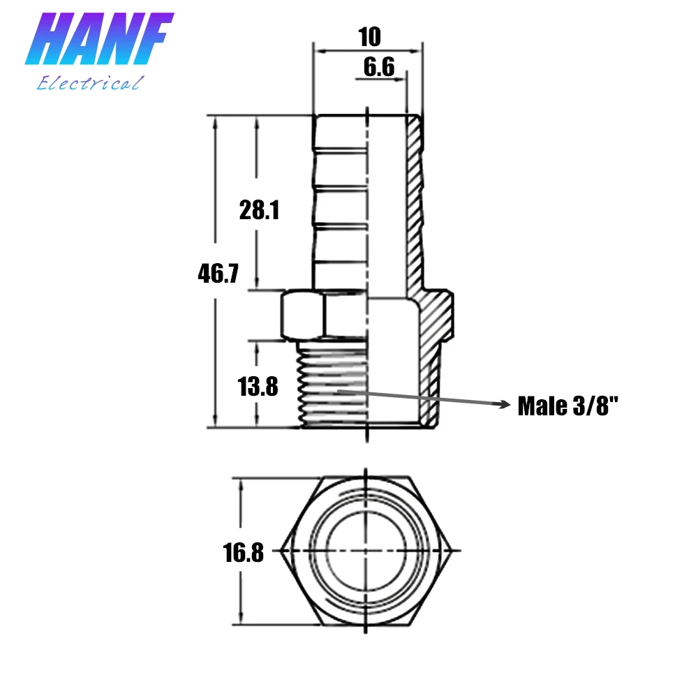 Штуцер для труб из нержавеющей стали 3/8 &quot 1 шт. 304 хвостовый разъем шлангов 10 мм
