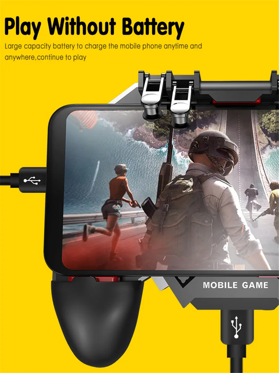 Pubg Controller Phone Game Controller Cooling Fan Gamepad Mobile Trigger Grip 6 Finger Joystick for Xiaomi IPhone Samsung Joypad