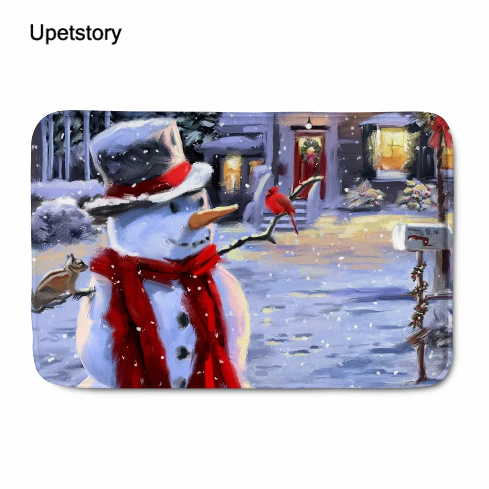 

Upetsrory Xmas Snowman Kitchen Mat Carpet Home Entrance Doormat Tapete Absorbent Bedroom Living Room Floor Mats Modern Rugs