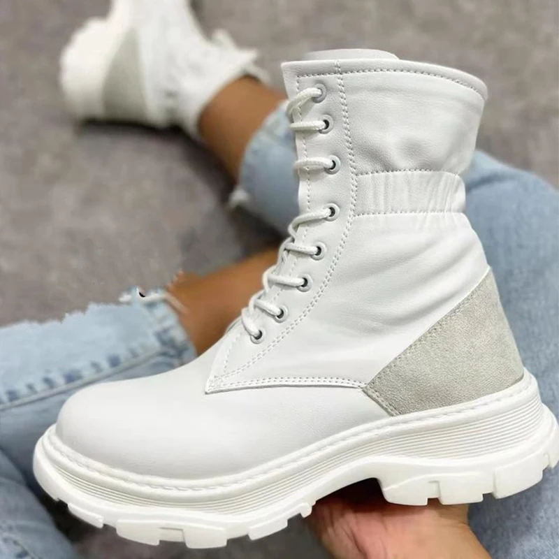 

Женские осенние ботильоны Plarform на шнуровке, новинка 2021, женские ботинки оригинального дизайна, женская модная дышащая повседневная обувь, женская обувь