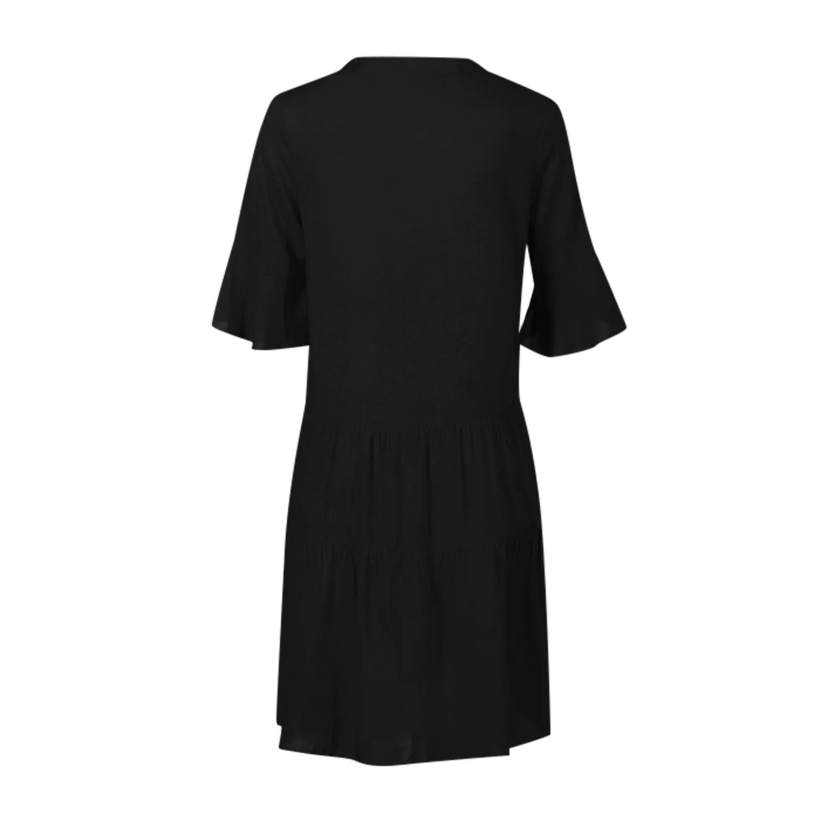 

2021 Summer dress Women Fashion V-neck The Horn sleeve Pure Color Dress Sundress traf vestidos light dresses Dropshipping