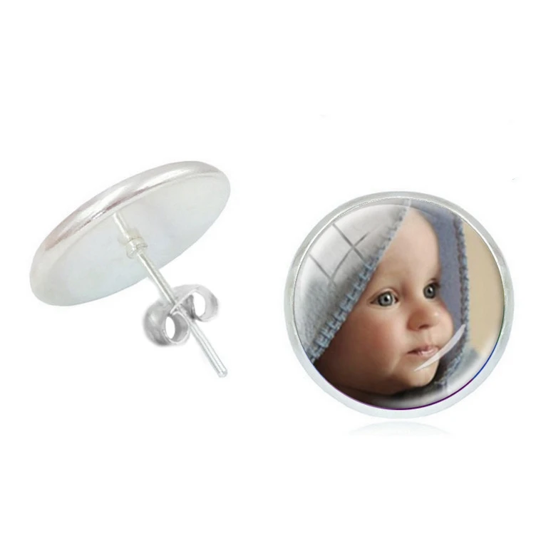 

Handmade Personality Photo Family Portrait Children Dad Mom Brothers Sisters Parents Family Portrait Stud Earrings Customized