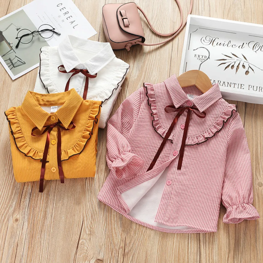 Новинка зимние блузки для девочек детские рубашки с длинным рукавом большие