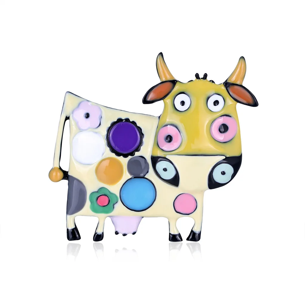 

Fashion Animal Cow brooches and pins for women decorative flower brooch metal pins jewelry for girl