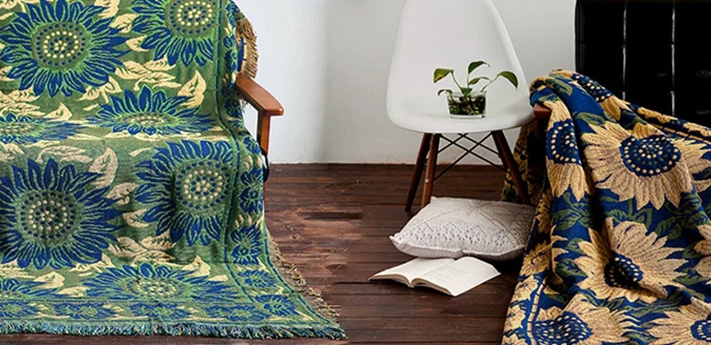 Американский кантри диванные одеяла подсолнухи декоративные Slipcover кидает на диван кровать путешествия коврики коврик-шарф кисточки