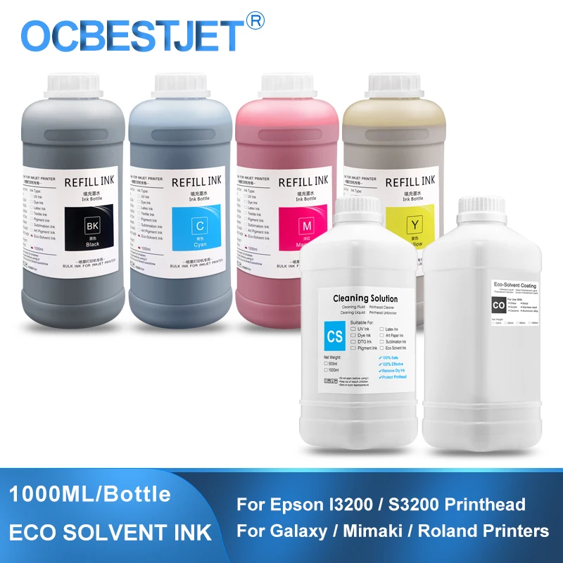 1000ML/SET Eco Solvent Ink For Epson I3200 S3200 Printhead For Galaxy For Mimaki For Roland For Skycolor Printer Eco-Solvent Ink