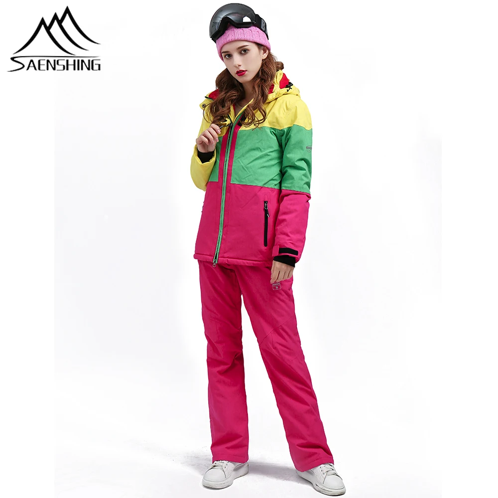 SAENSHING лыжный костюм для женщин водонепроницаемая куртка горных лыж + штаны