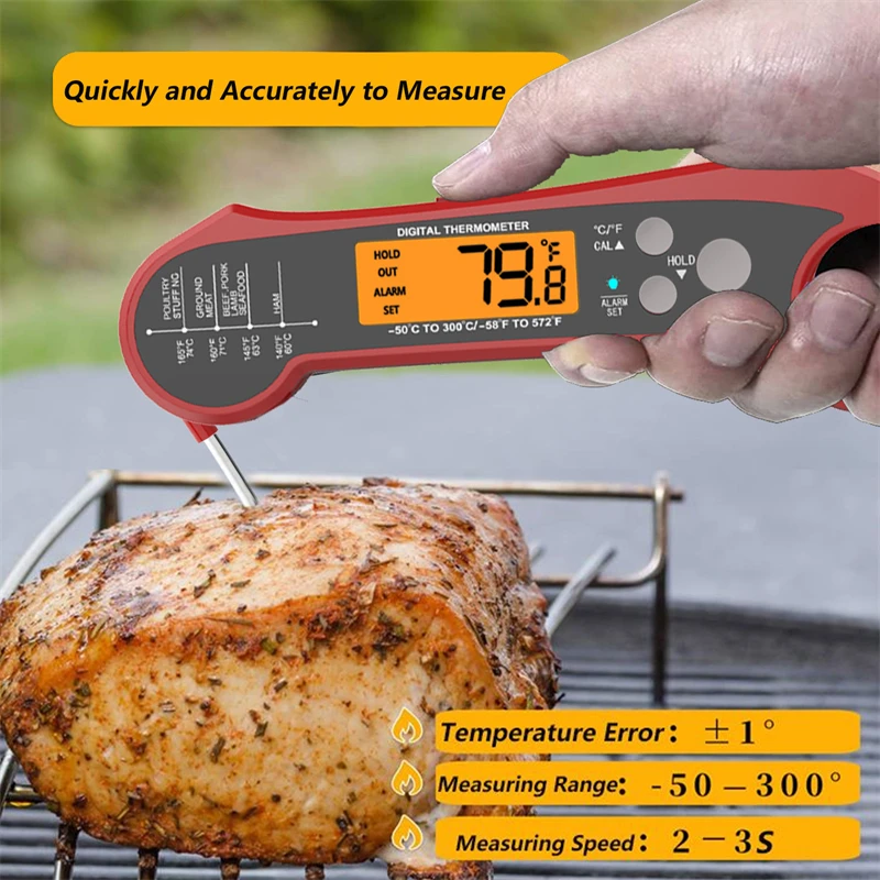 

Цифровой термометр для еды, электронный прибор для измерения температуры, для мяса, воды, молока, барбекю, духовки, водонепроницаемые кухонн...